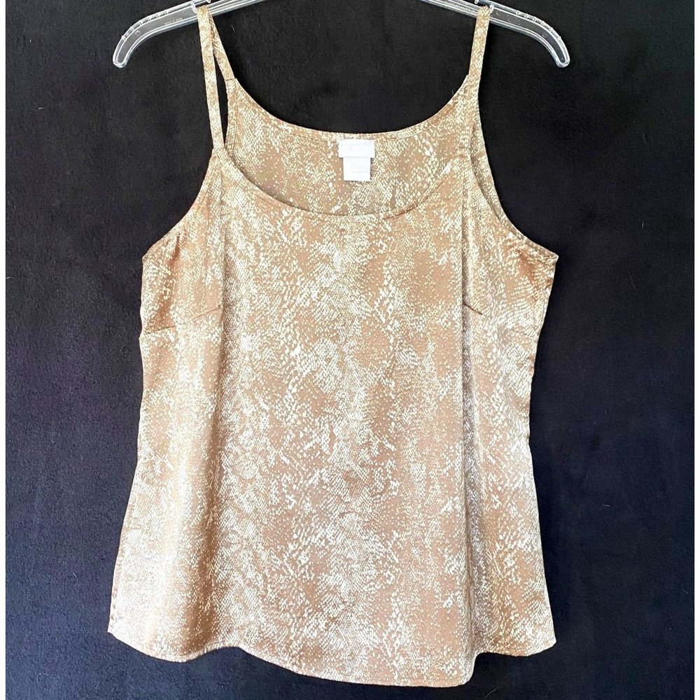 CHICO's size 0 (US 4/6) tan/beige snake/reptile tank/cami polyester‎ camisole
